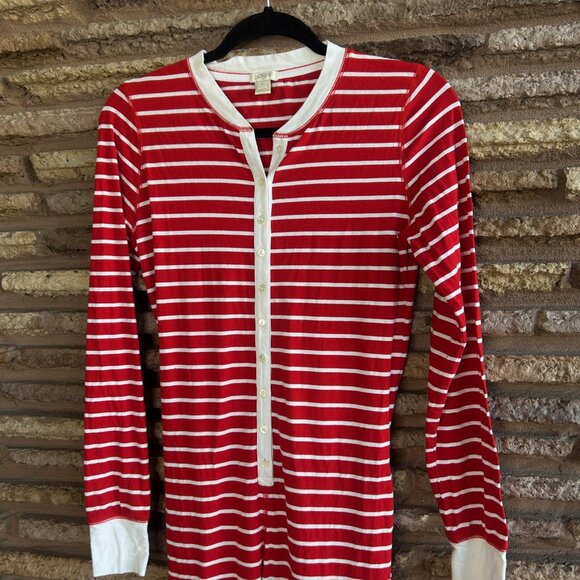 J. Crew Red Striped Union Suit 1 Piece Pajamas Long Johns Size Small - Picture 6 of 10